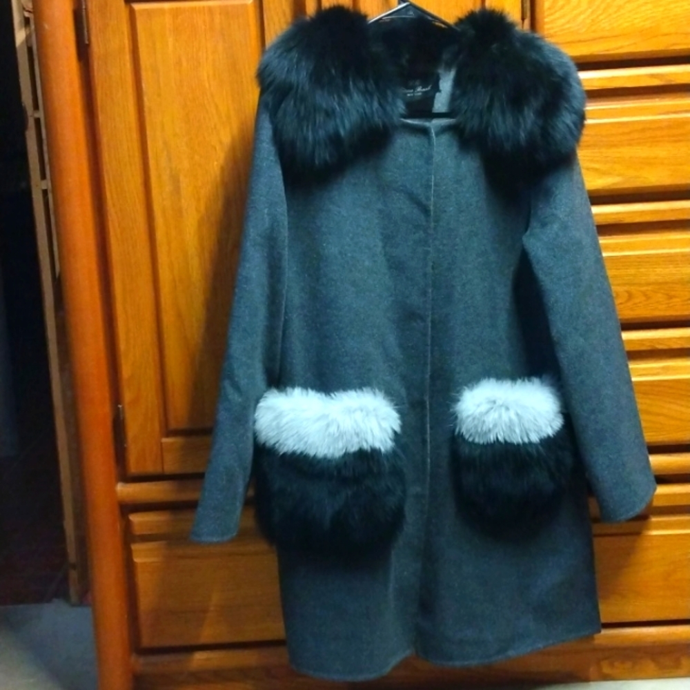 Diana rosh fox fur wool coat